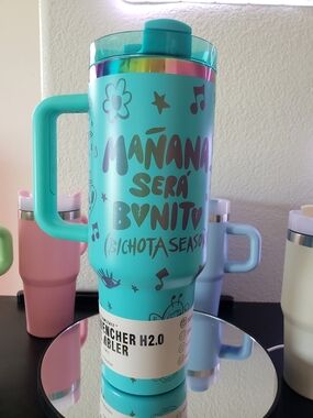 Teal Insulated Travel Tumbler with Handle - Mañana Será Bonito